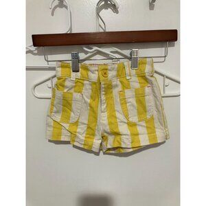 Mini Boden Toddler Girls Striped Denim Shorts, Yellow/Cream, Size 5-6 Years